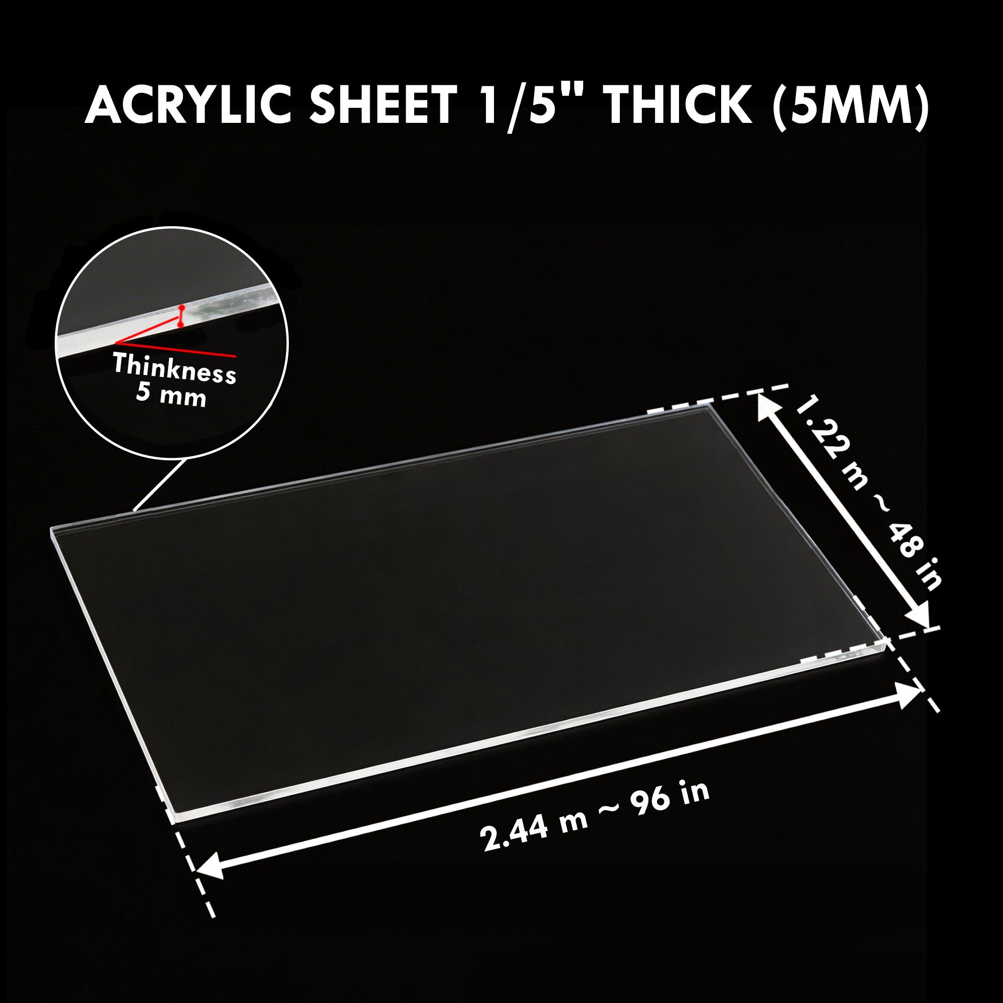 Clear Acrylic Sheet 1/5" Thick (5mm)