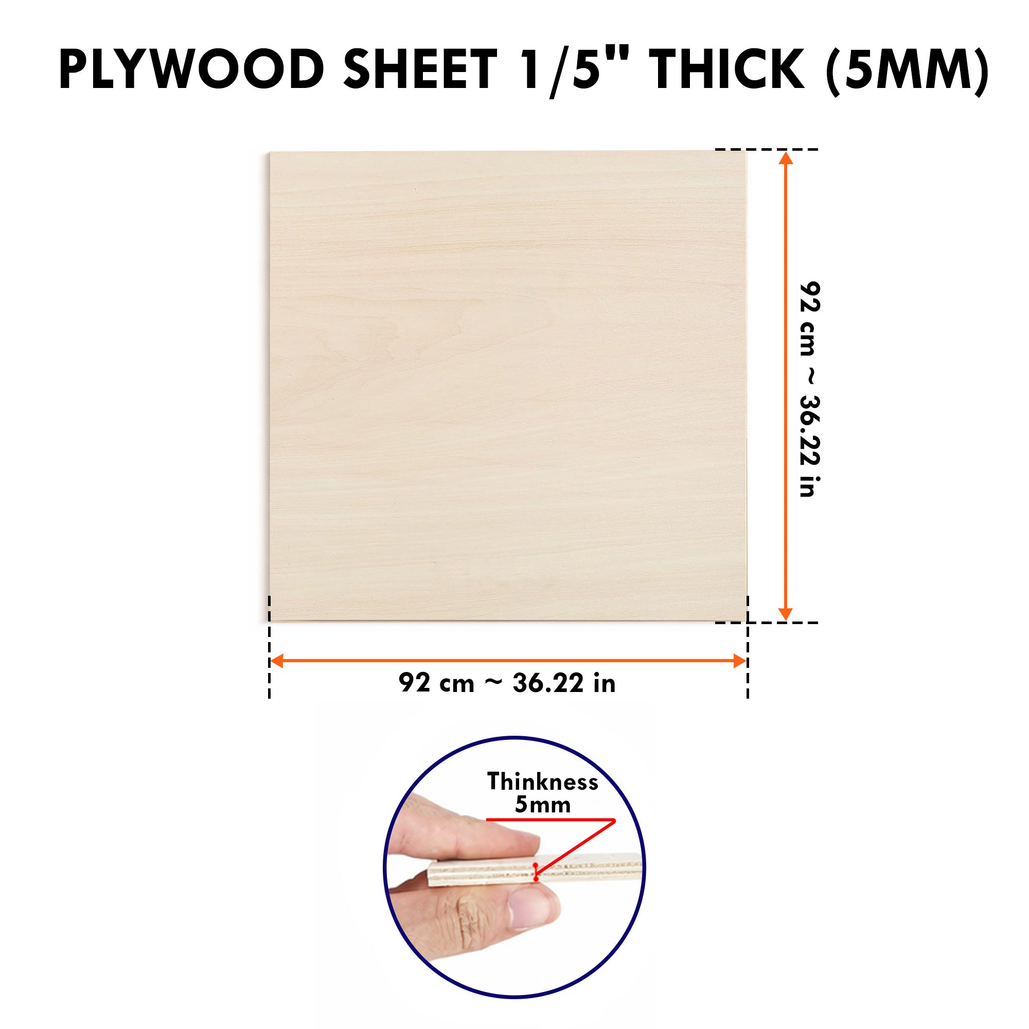 Plywood Sheet 1/5" Thick ( 5mm )