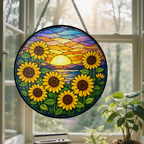 Round Stained Glass Decoration 5.9"