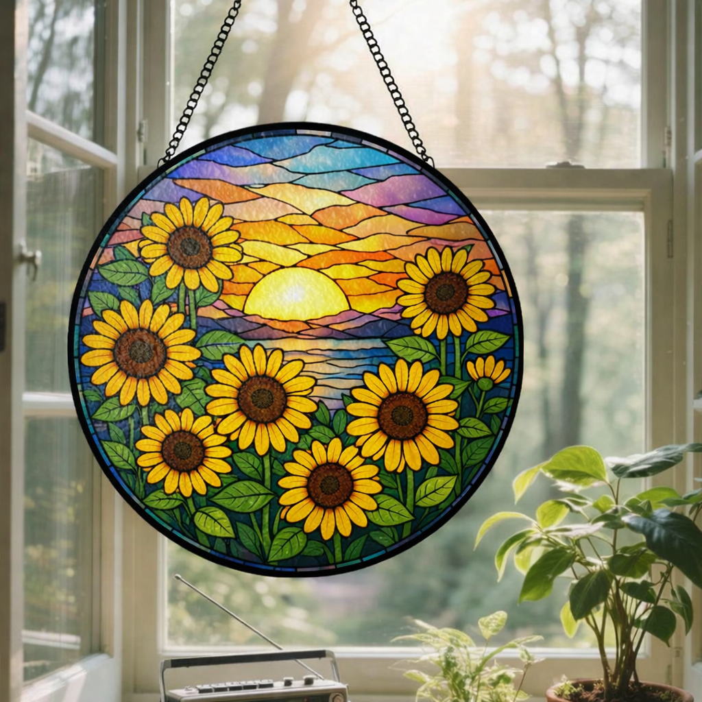 Round Stained Glass Decoration 5.9"