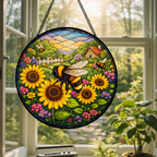 Round Stained Glass Decoration 7.87"